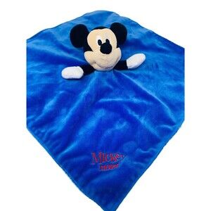 Disney Baby Mickey Mouse Blue Lovey Security Blanket Soft Plush Toy 14" Washable